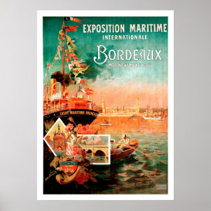 Bordeaux Stadt Hafen, Frankreich, Touristen-Schiff Poster