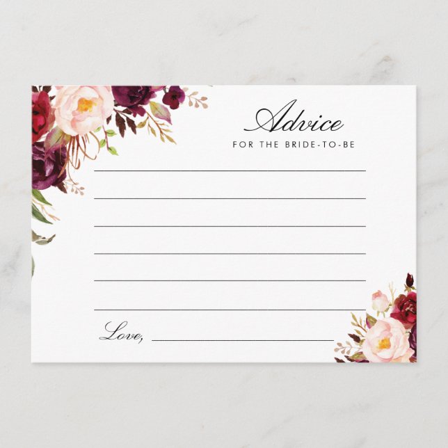 Bordeaux und Blütenrot Hinweiskarte (Vorderseite)