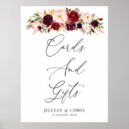 Bordeaux- und Blütenzeichen Poster