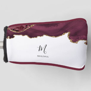Bordeaux und Goldmonogramm Golf Headcover