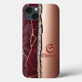 Bordeaux und Rose Gold personalisiert elegant Case-Mate iPhone Hülle
