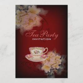 Bordeaux Vintag Peony floral Wedtea Tee Party Einladung