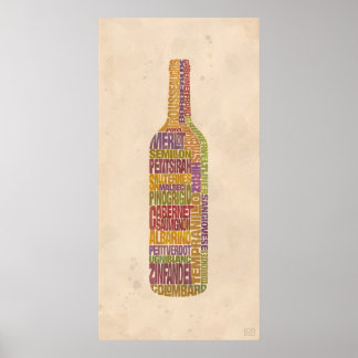 Bordeaux Wine Word Flasche Poster