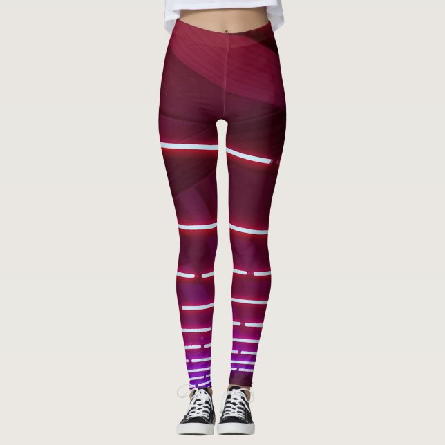 Bordeauxbeleuchtungsstreifen Leggings (Vorderseite)