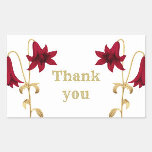 bordeauxfarbene Blume & goldene Blätter Danke Rechteckiger Aufkleber