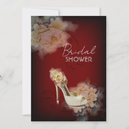 bordeauxfarbenes, modernes Vintages Peony-Brautpar Einladung