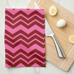Bordeauxrot Pink Chevron Zickzack-Muster  Geschirrtuch