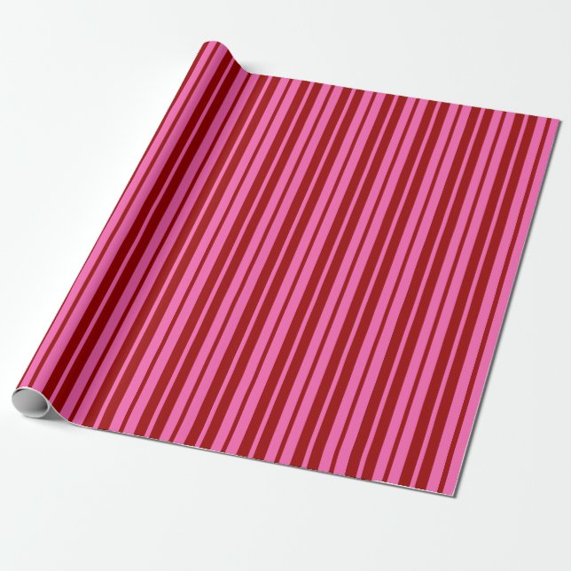Bordeauxrot Pink Streifen Design  Geschenkpapier (Ungerollt)