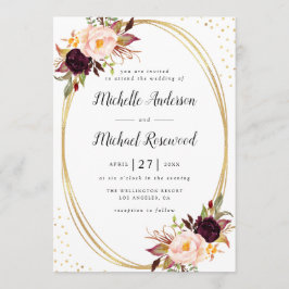 bordeauxrote, geometrische Hochzeitseinladung Einladung