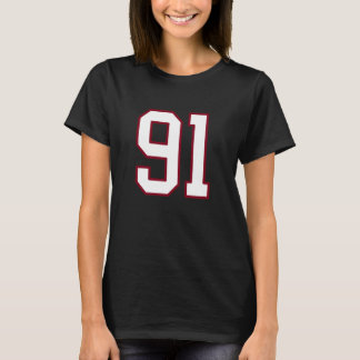 Bordeauxrote und Weiße Nummer 91 Trikot Spieleruni T-Shirt