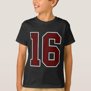 Bordeauxrote und weiße Spielertrikot mit der Numme T-Shirt