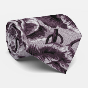 Bordeauxroter Vintage-Blumen-Toile-Stoff Krawatte