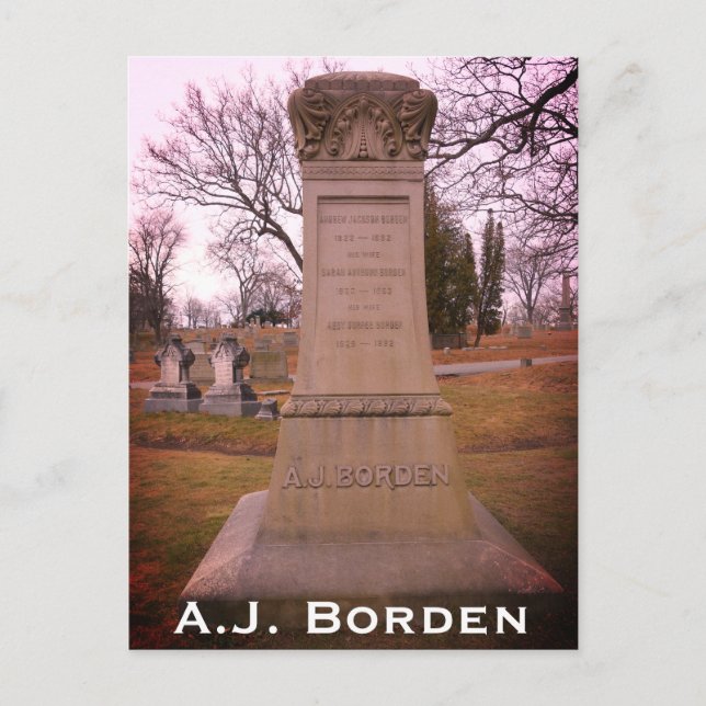 Borden Monument, Fall River, MA - A.J. Borden Postkarte (Vorderseite)