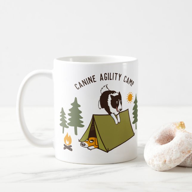 Border Collie Agility Dog Custom Canine Cartoon Kaffeetasse (Mit Donut)