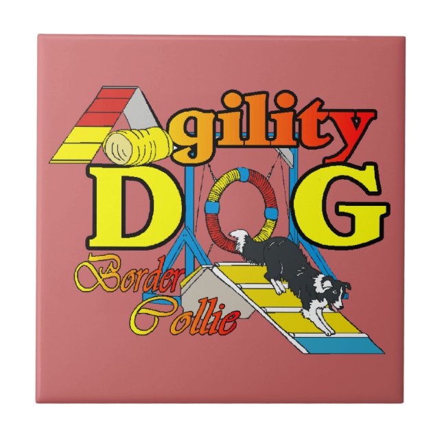 Border Collie Agility Fliese (Vorderseite)