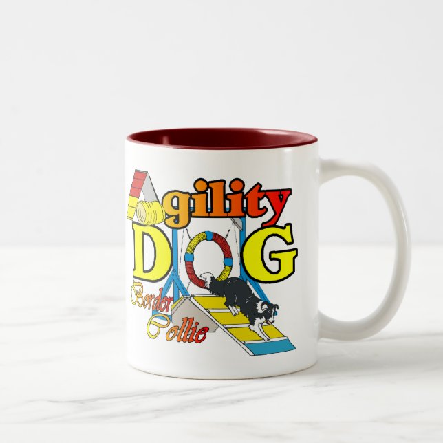 Border Collie Agility Geschenke Zweifarbige Tasse (Rechts)