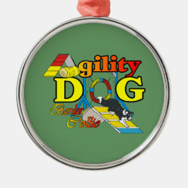 Border Collie Agility Silbernes Ornament