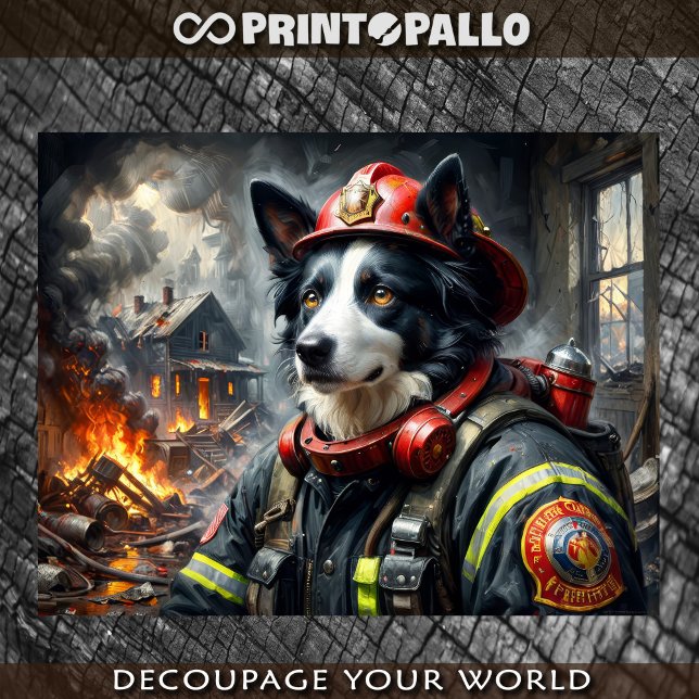 Border Collie als Feuerwehrmann - Seidenpapier (Von Creator hochgeladen)