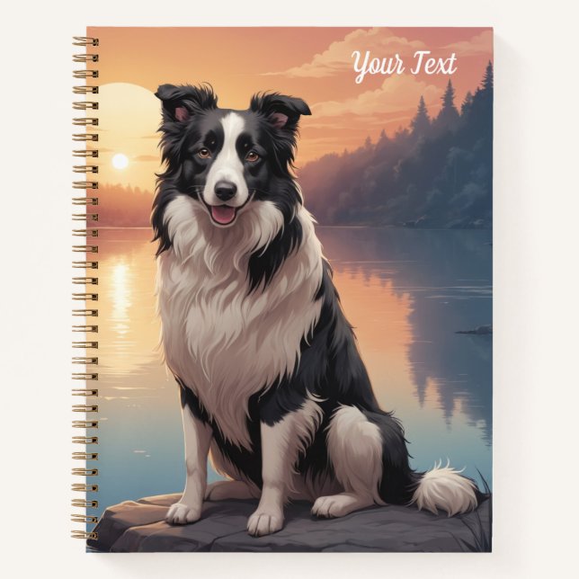 Border Collie am See Notizbuch (Vorderseite)