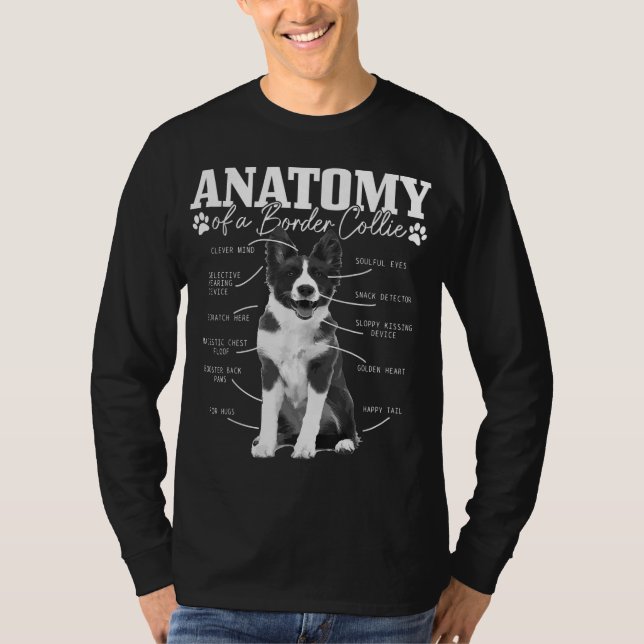 Border Collie Anatomie Funny Niedlich Hunde Border T-Shirt (Vorderseite)