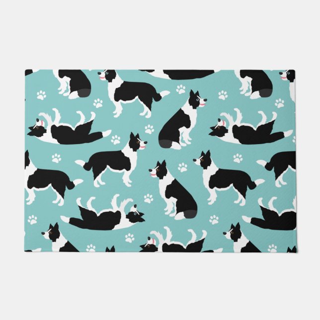 Border Collie and Paw Print Fußmatte (Vorderseite)