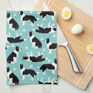Border Collie and Paw Print Geschirrtuch