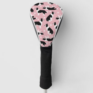 Border Collie and Paw Print Golf Head Cover Headcover