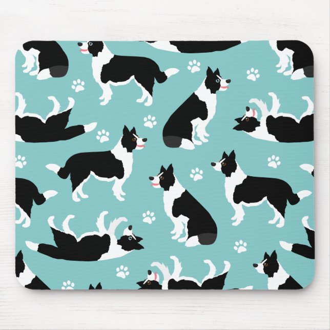 Border Collie and Paw Print Mousepad (Vorne)