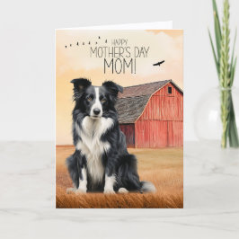 Border Collie and Red Barn Mother's Day Feiertagskarte