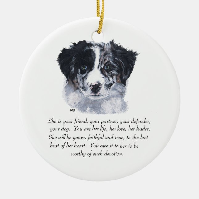 Border-Collie-Andenken Keramikornament (Vorne)