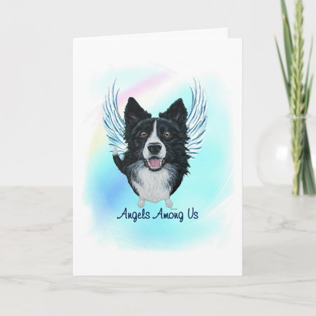 Border Collie Angel Hund Pet Loss Sympathie Karte (Vorderseite)