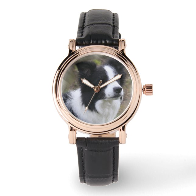 Border Collie Art Armbanduhr (Vorderseite)