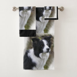 Border Collie Art Badhandtuch Set