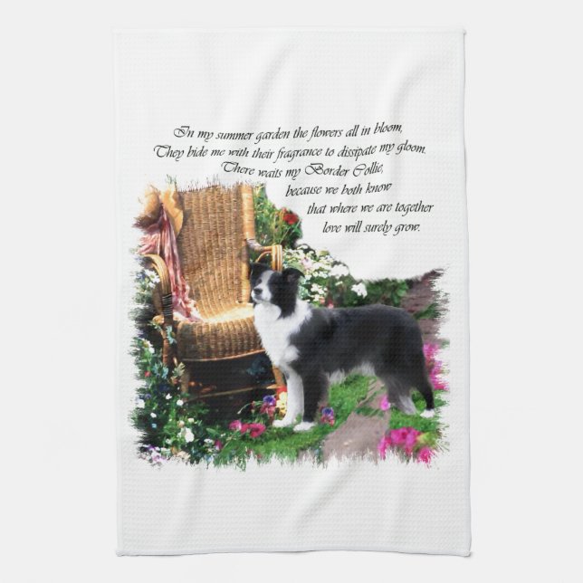 Border Collie Art Geschenke Geschirrtuch (Vertikal)