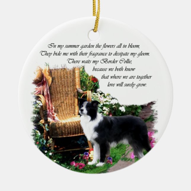 Border Collie Art Geschenke Keramikornament (Vorne)