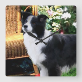 Border Collie Art Geschenke Quadratische Wanduhr