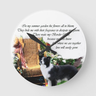Border Collie Art Geschenke Runde Wanduhr