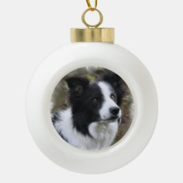 Border Collie Art Keramik Kugel-Ornament