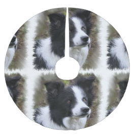 Border Collie Art Polyester Weihnachtsbaumdecke