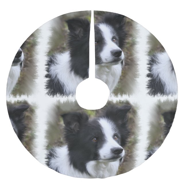 Border Collie Art Polyester Weihnachtsbaumdecke (Vorderseite)