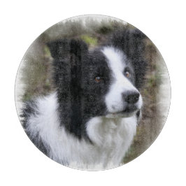 Border Collie Art Schneidebrett