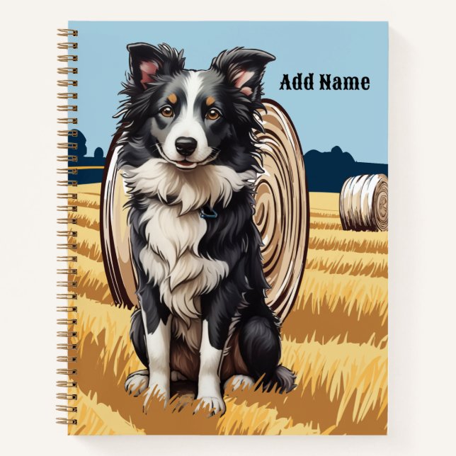 Border Collie auf dem Bauernhof Notizbuch (Vorderseite)