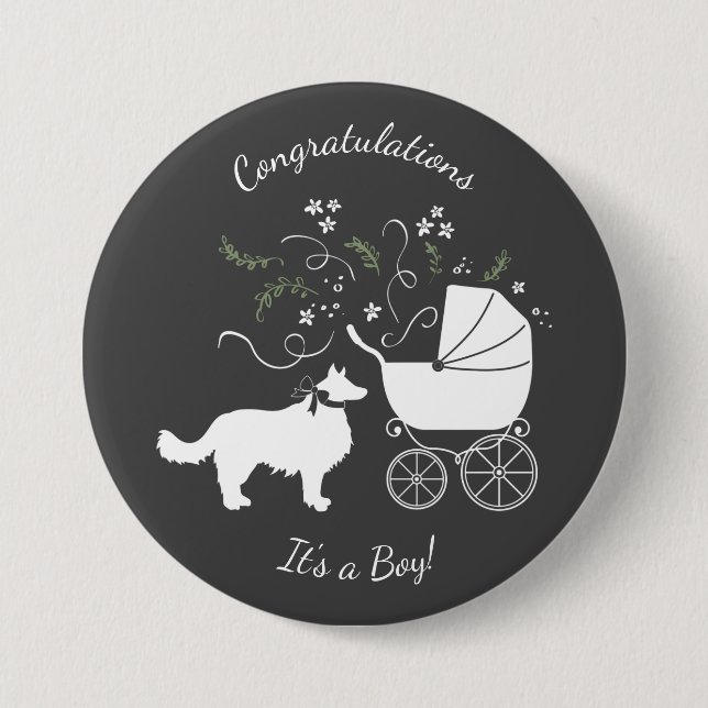 Border Collie Baby Dusche Button (Vorderseite)