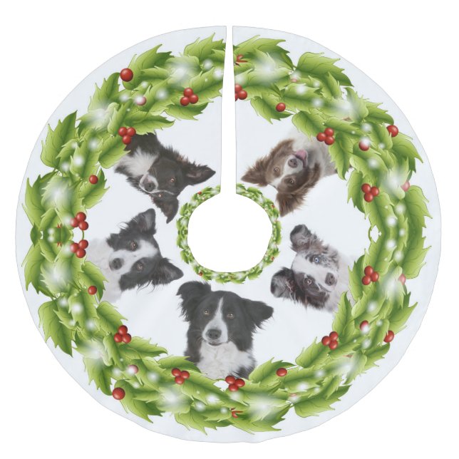 Border-Collie-Baum-Rock Polyester Weihnachtsbaumdecke (Vorderseite)
