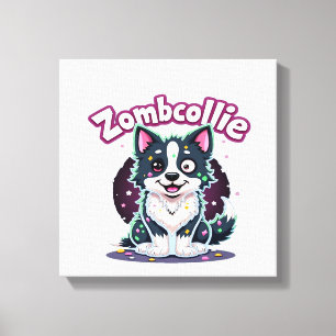 Border Collie BC Zombie Hund Halloween Essential T Leinwanddruck