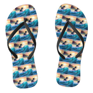 Border Collie Beach Surf Malerei Flip Flops