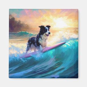 Border Collie Beach Surf Malerei Magnet