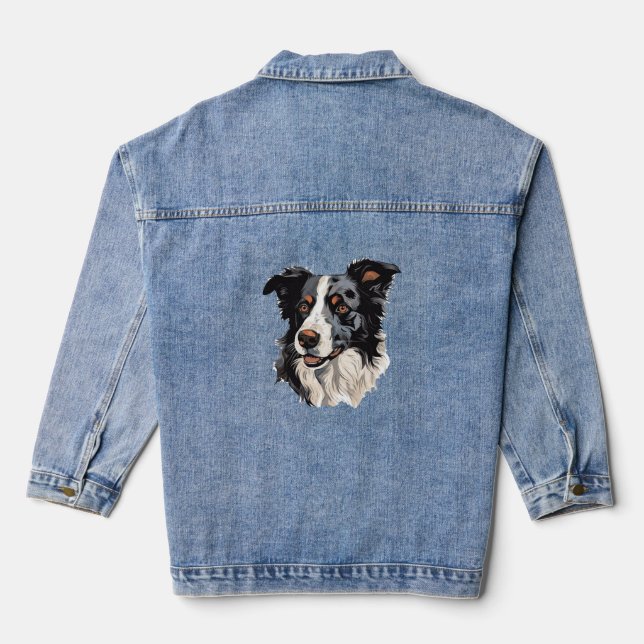 Border Collie Berühmtes Design - Smartest Jeansjacke (Rückseite)