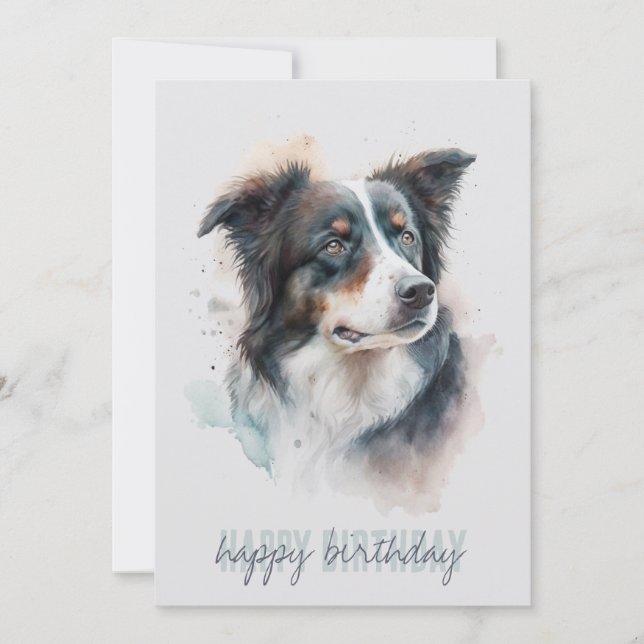 Border Collie Birthday Card Dankeskarte (Vorderseite)
