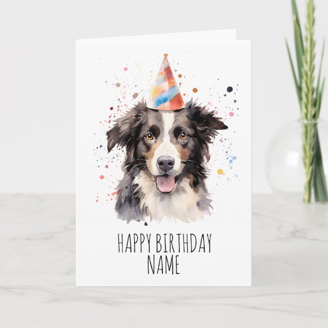 Border Collie Birthday Card Karte (Vorderseite)